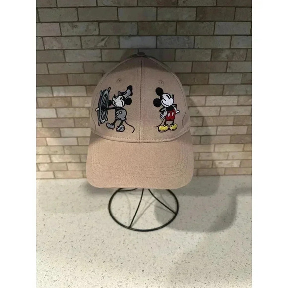Disney Mickey Mouse Through The Years Baseball Cap Tan EUC - Picture 1 of 4